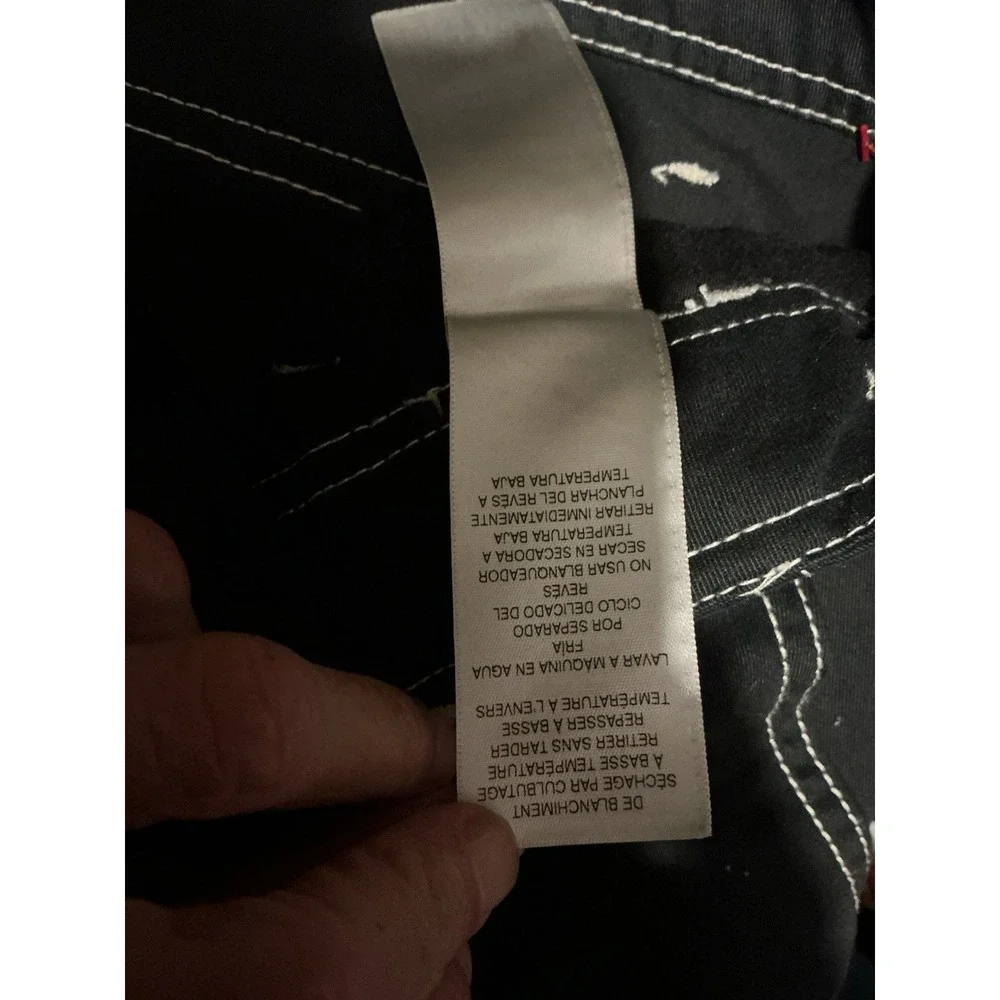 True Religion Black Cargo Pants 32x32‎ White Accent Stitching Women Baggy Y2K